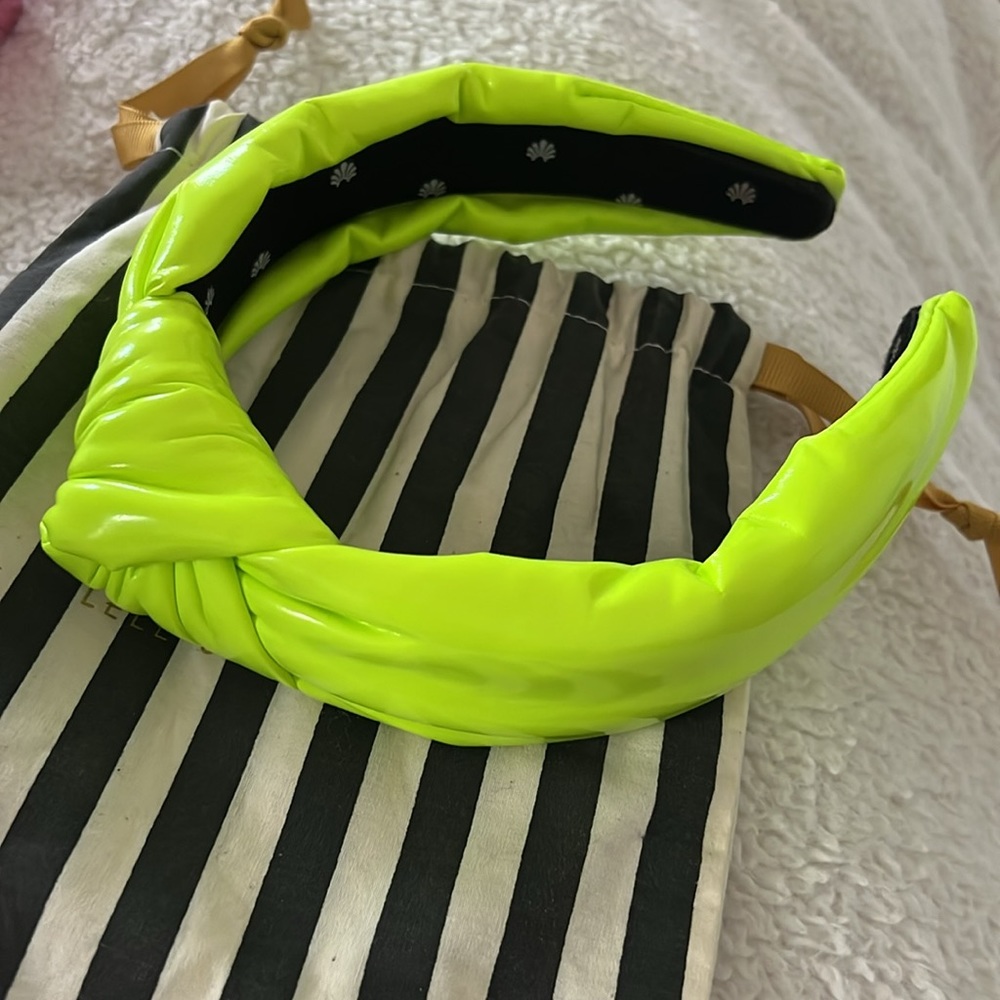 Lele Sadoughi NEON LIME FAUX LEATHER KNOTTED HEADBAND - ONE SIZE / NEON LIME